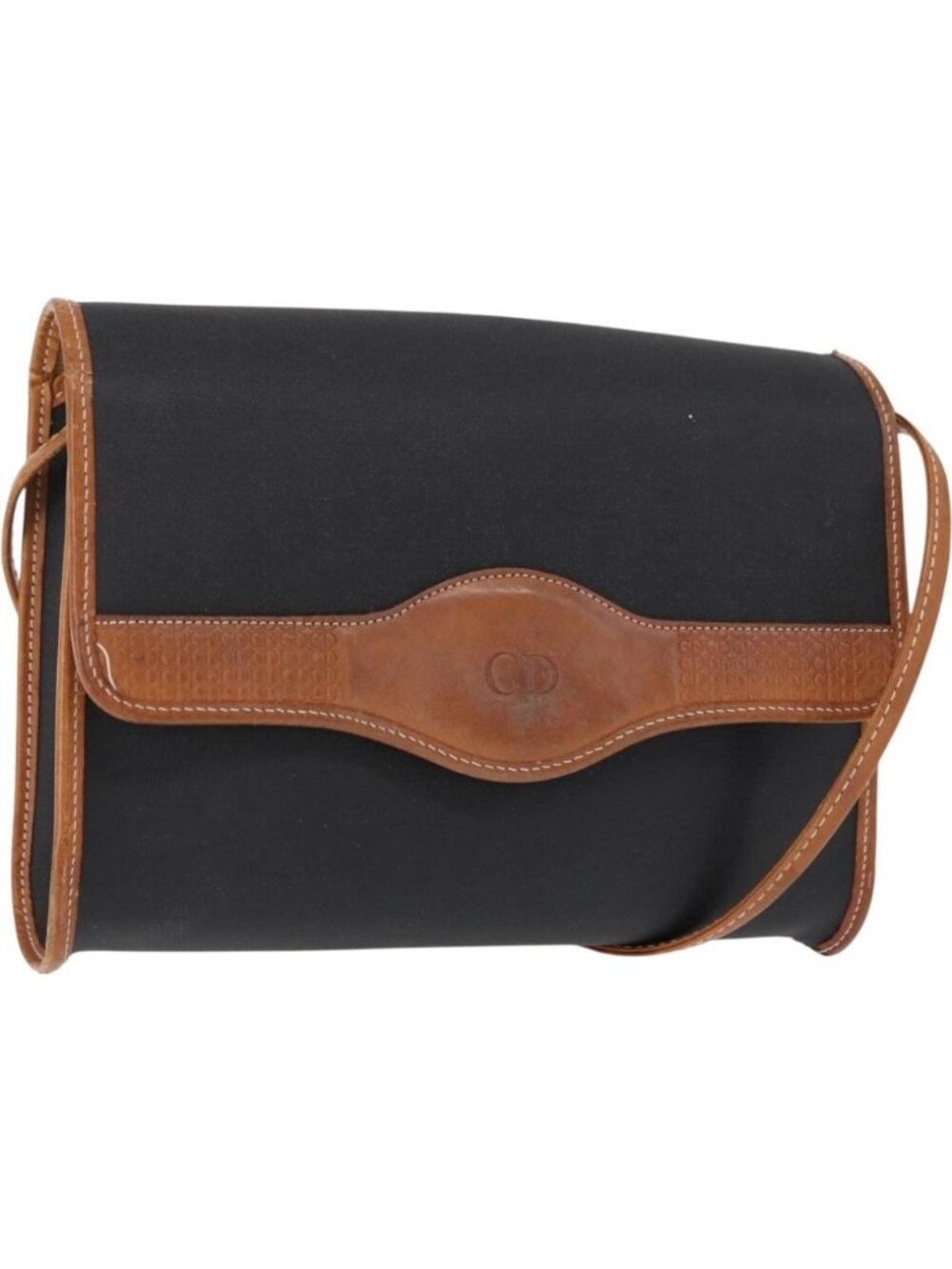 Christian Dior Shoulder Bag Nylon Black Gold